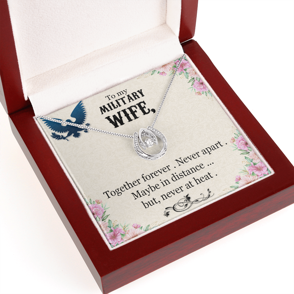 To My Wife Never Apart Lucky Horseshoe Necklace Message Card 14k w CZ Crystals-Express Your Love Gifts