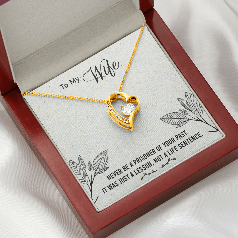 To My Wife Never Be a Prisoner Forever Necklace w Message Card-Express Your Love Gifts