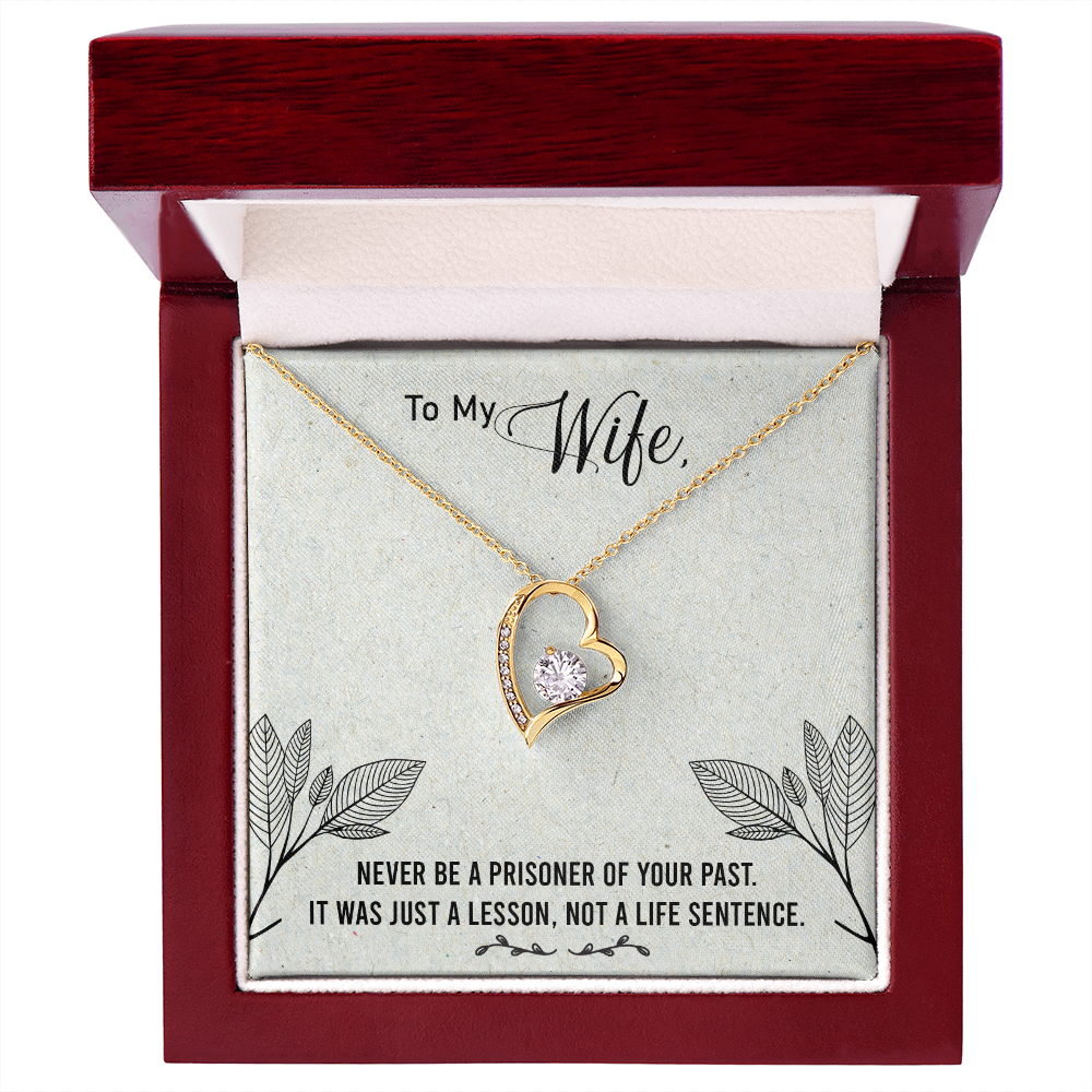 To My Wife Never Be a Prisoner Forever Necklace w Message Card-Express Your Love Gifts