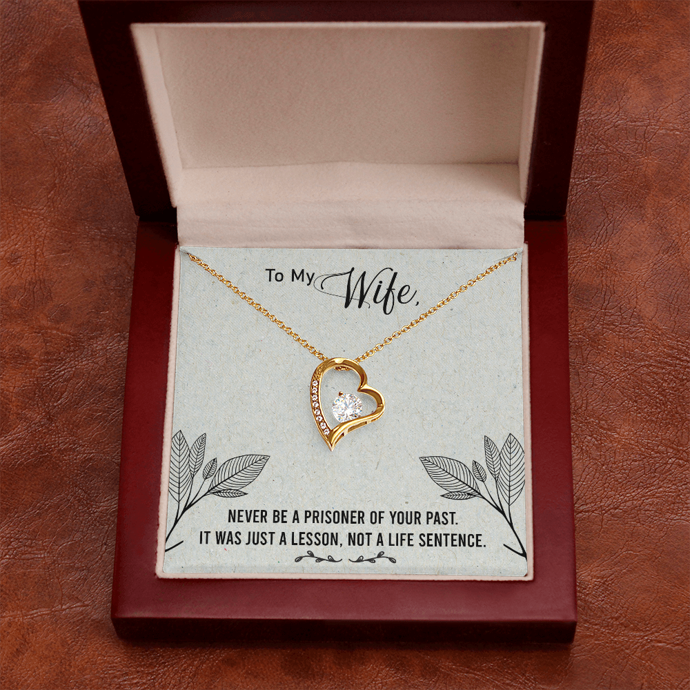 To My Wife Never Be a Prisoner Forever Necklace w Message Card-Express Your Love Gifts