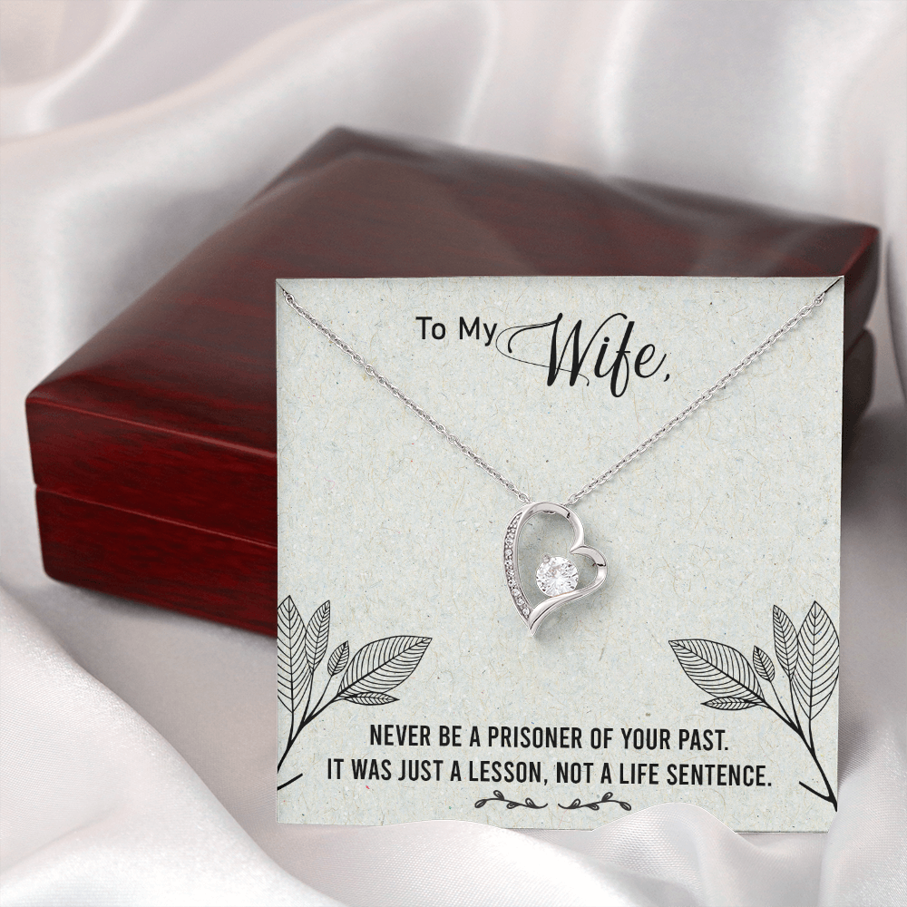 To My Wife Never Be a Prisoner Forever Necklace w Message Card-Express Your Love Gifts