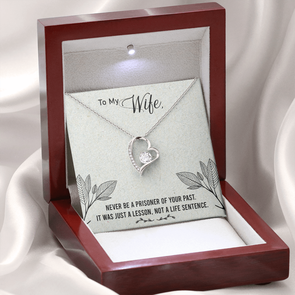 To My Wife Never Be a Prisoner Forever Necklace w Message Card-Express Your Love Gifts