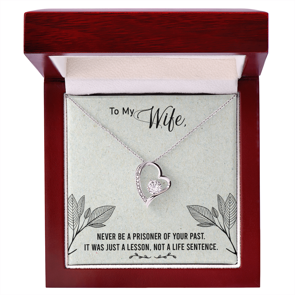 To My Wife Never Be a Prisoner Forever Necklace w Message Card-Express Your Love Gifts