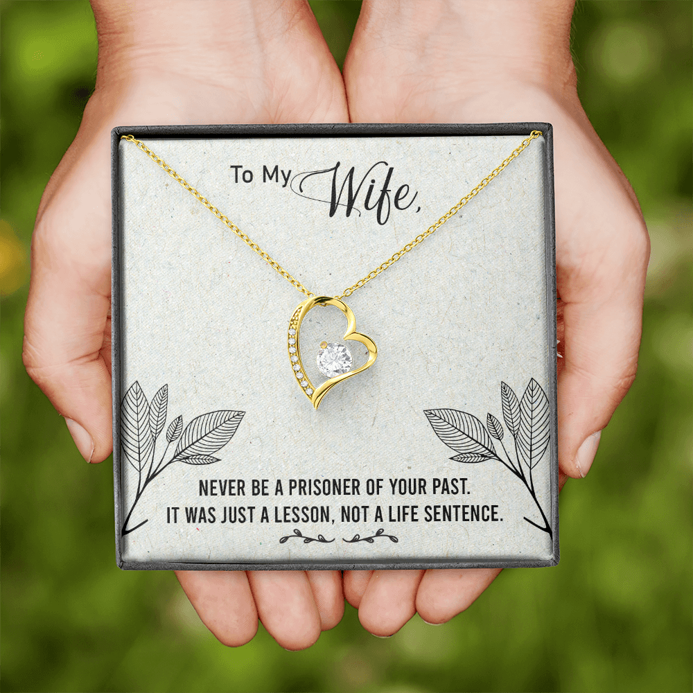 To My Wife Never Be a Prisoner Forever Necklace w Message Card-Express Your Love Gifts