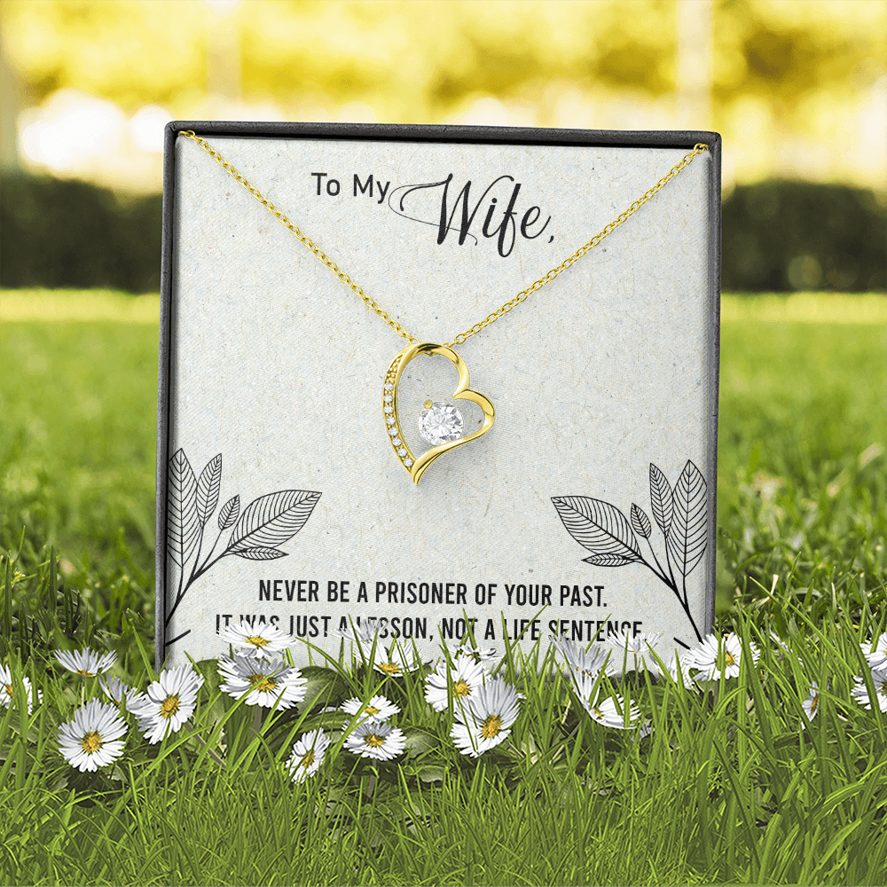 To My Wife Never Be a Prisoner Forever Necklace w Message Card-Express Your Love Gifts