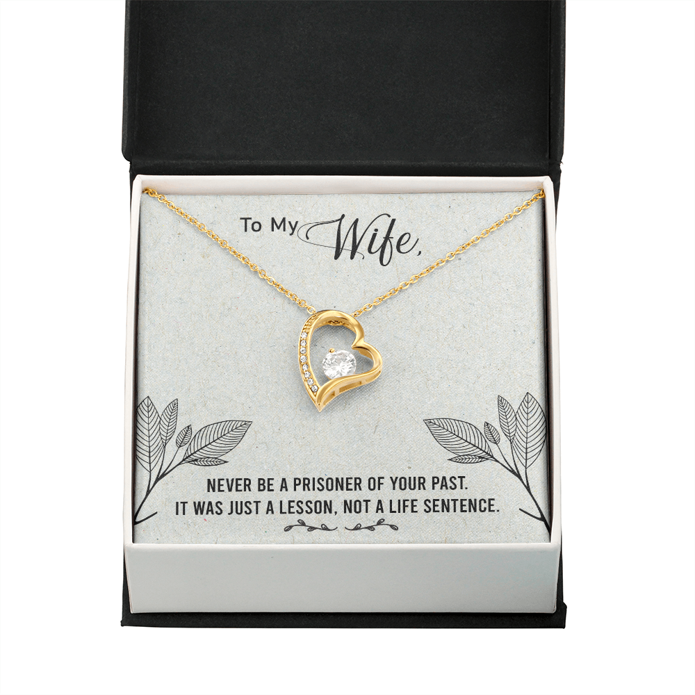 To My Wife Never Be a Prisoner Forever Necklace w Message Card-Express Your Love Gifts