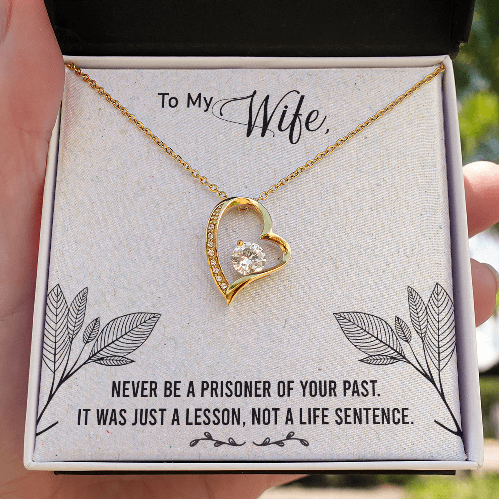 To My Wife Never Be a Prisoner Forever Necklace w Message Card-Express Your Love Gifts