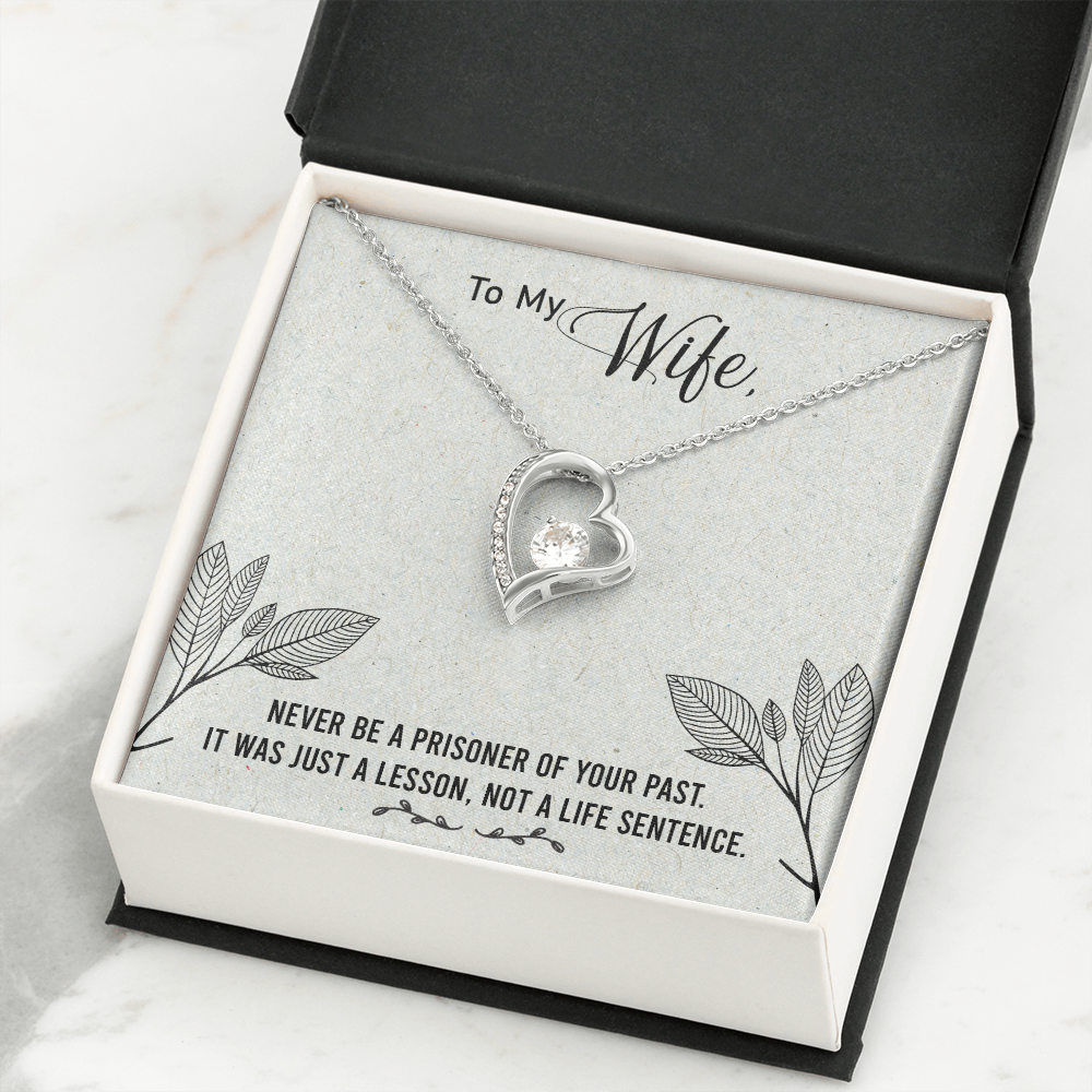 To My Wife Never Be a Prisoner Forever Necklace w Message Card-Express Your Love Gifts