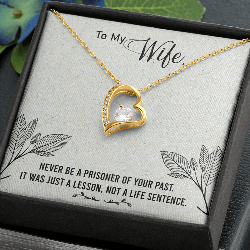 To My Wife Never Be a Prisoner Forever Necklace w Message Card-Express Your Love Gifts