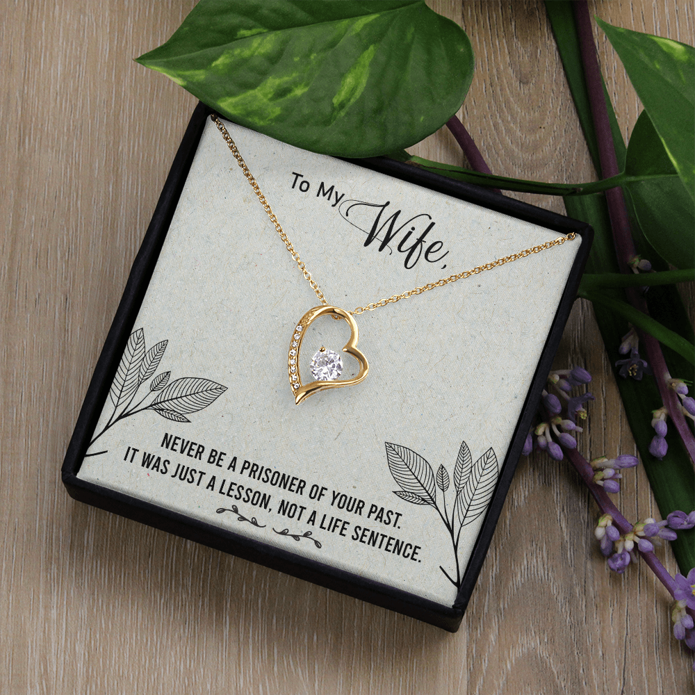 To My Wife Never Be a Prisoner Forever Necklace w Message Card-Express Your Love Gifts