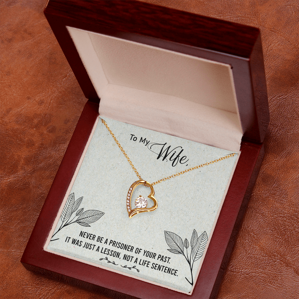 To My Wife Never Be a Prisoner Forever Necklace w Message Card-Express Your Love Gifts