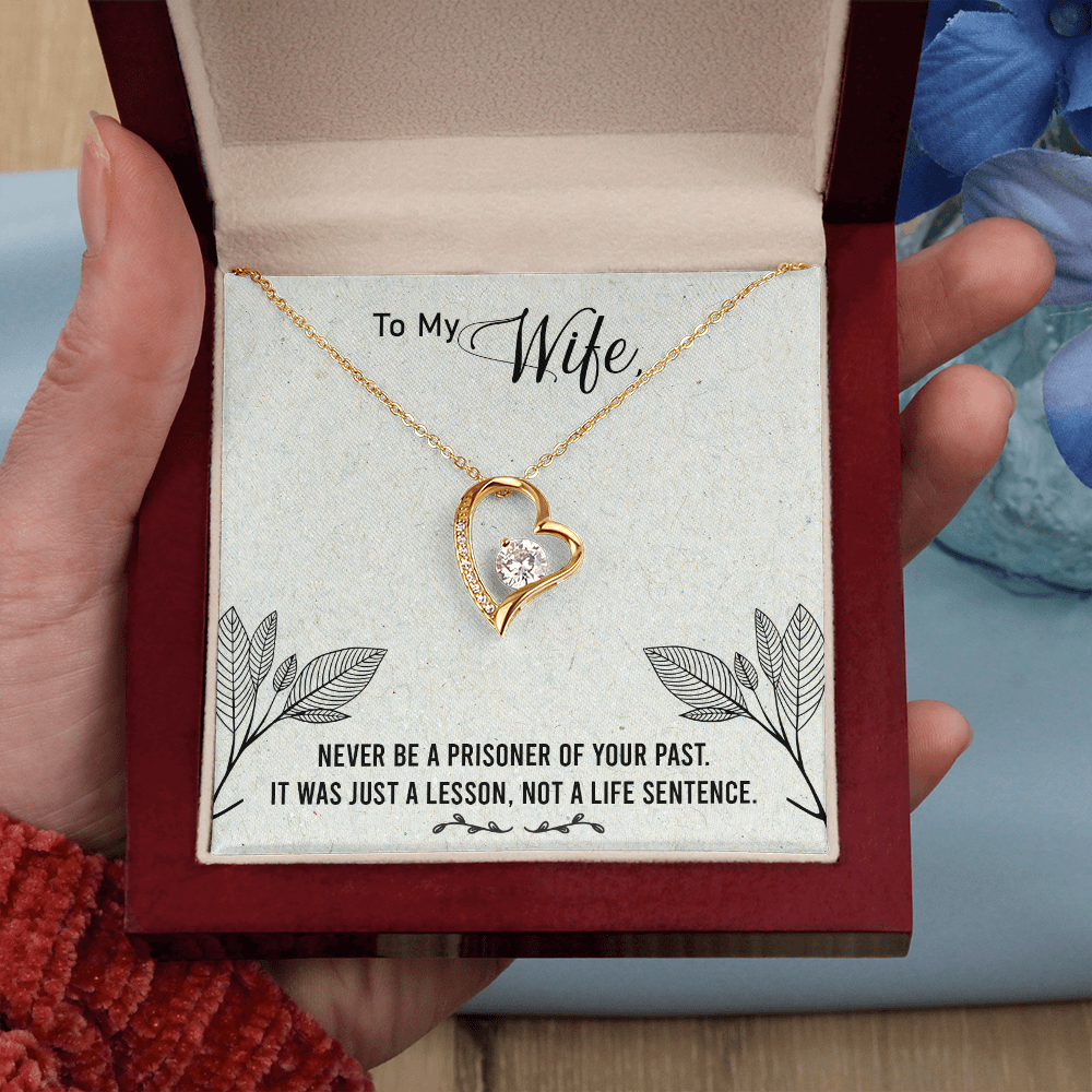 To My Wife Never Be a Prisoner Forever Necklace w Message Card-Express Your Love Gifts