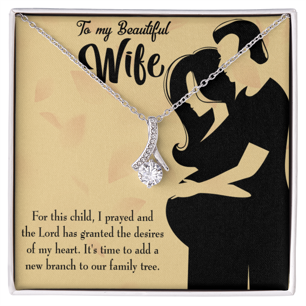 To My Wife New Branch to Family Alluring Ribbon Necklace Message Card-Express Your Love Gifts