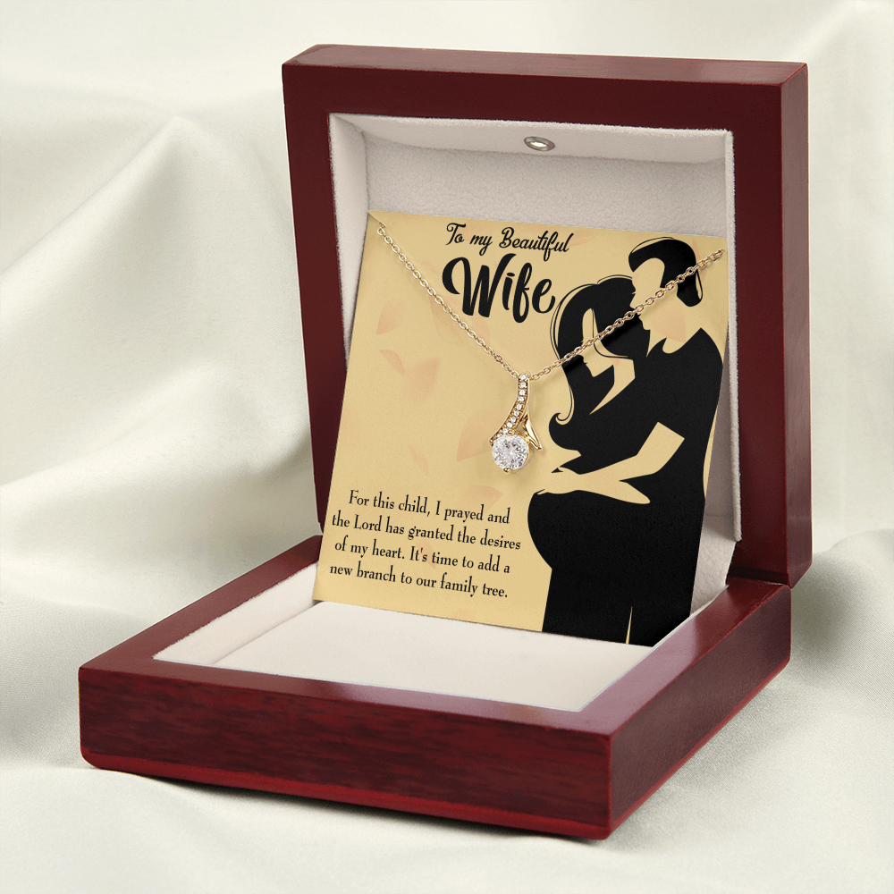 To My Wife New Branch to Family Alluring Ribbon Necklace Message Card-Express Your Love Gifts