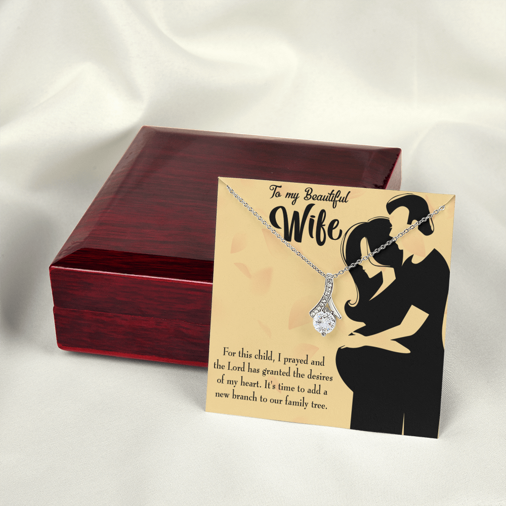 To My Wife New Branch to Family Alluring Ribbon Necklace Message Card-Express Your Love Gifts