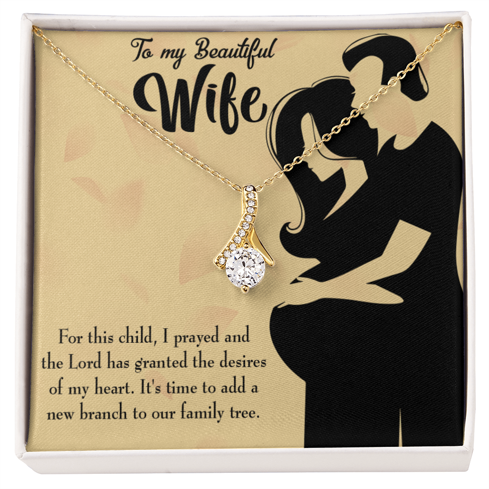 To My Wife New Branch to Family Alluring Ribbon Necklace Message Card-Express Your Love Gifts