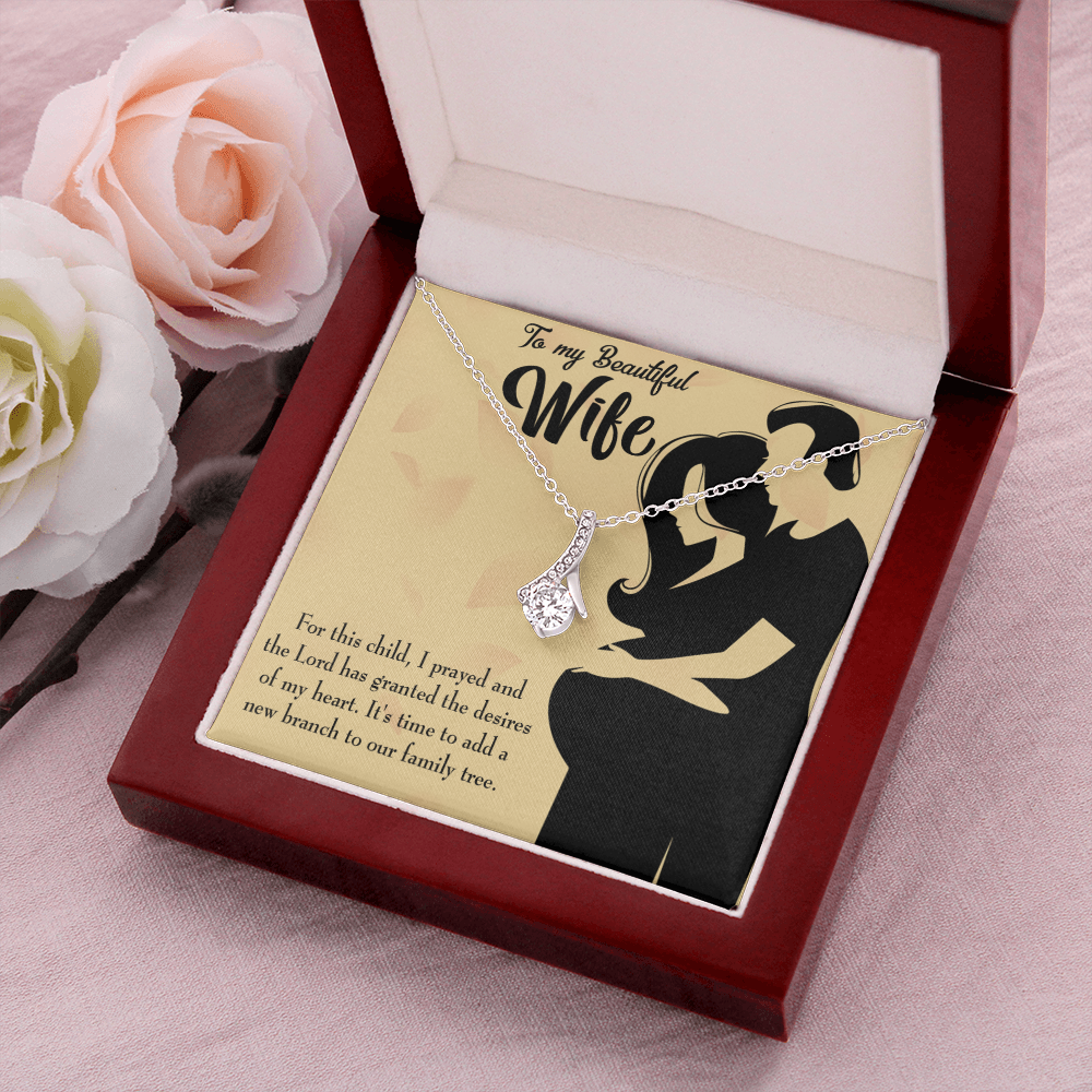 To My Wife New Branch to Family Alluring Ribbon Necklace Message Card-Express Your Love Gifts