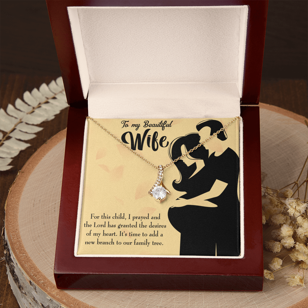 To My Wife New Branch to Family Alluring Ribbon Necklace Message Card-Express Your Love Gifts