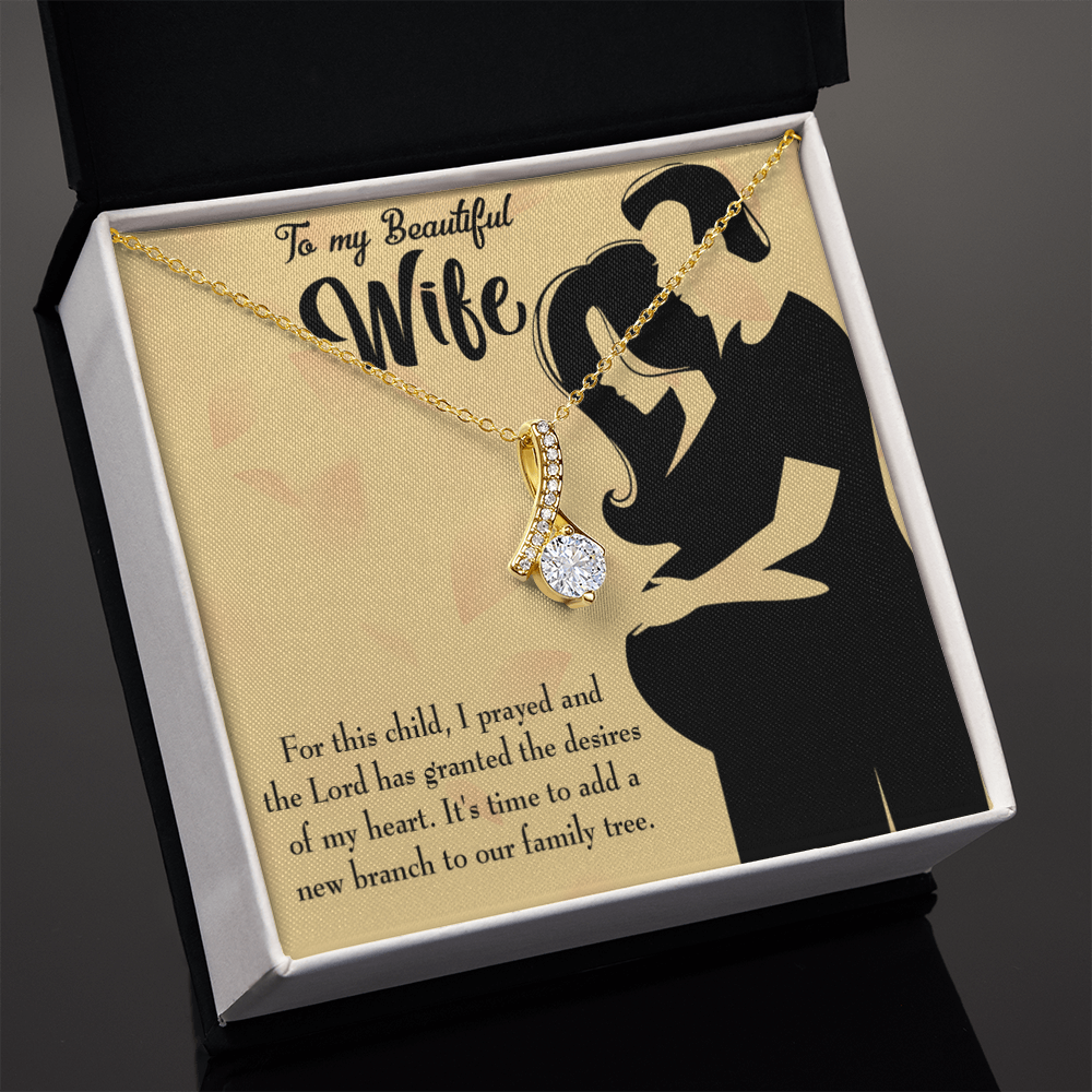 To My Wife New Branch to Family Alluring Ribbon Necklace Message Card-Express Your Love Gifts