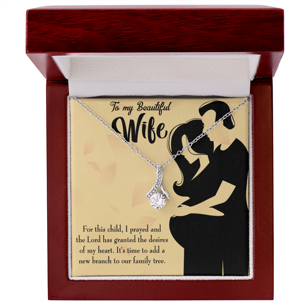 To My Wife New Branch to Family Alluring Ribbon Necklace Message Card-Express Your Love Gifts