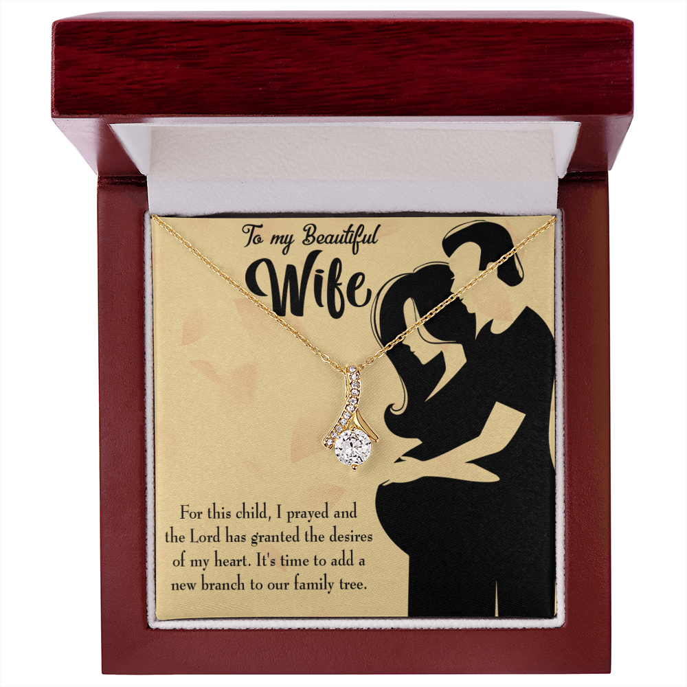 To My Wife New Branch to Family Alluring Ribbon Necklace Message Card-Express Your Love Gifts