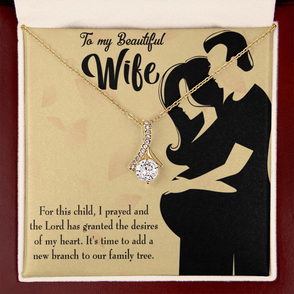 To My Wife New Branch to Family Alluring Ribbon Necklace Message Card-Express Your Love Gifts