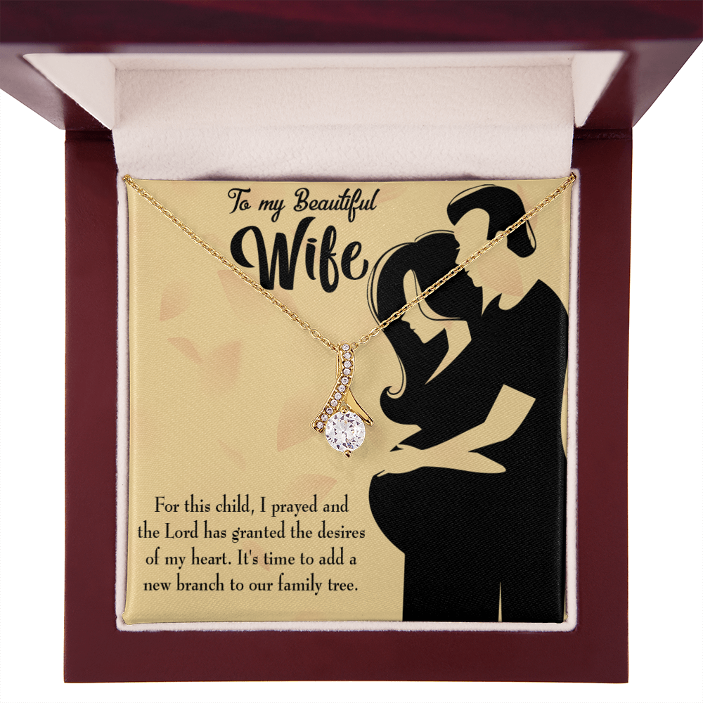 To My Wife New Branch to Family Alluring Ribbon Necklace Message Card-Express Your Love Gifts