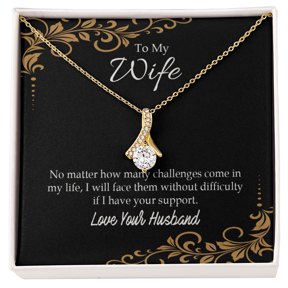 To My Wife No Matter How Many Challenges Alluring Ribbon Necklace Message Card-Express Your Love Gifts