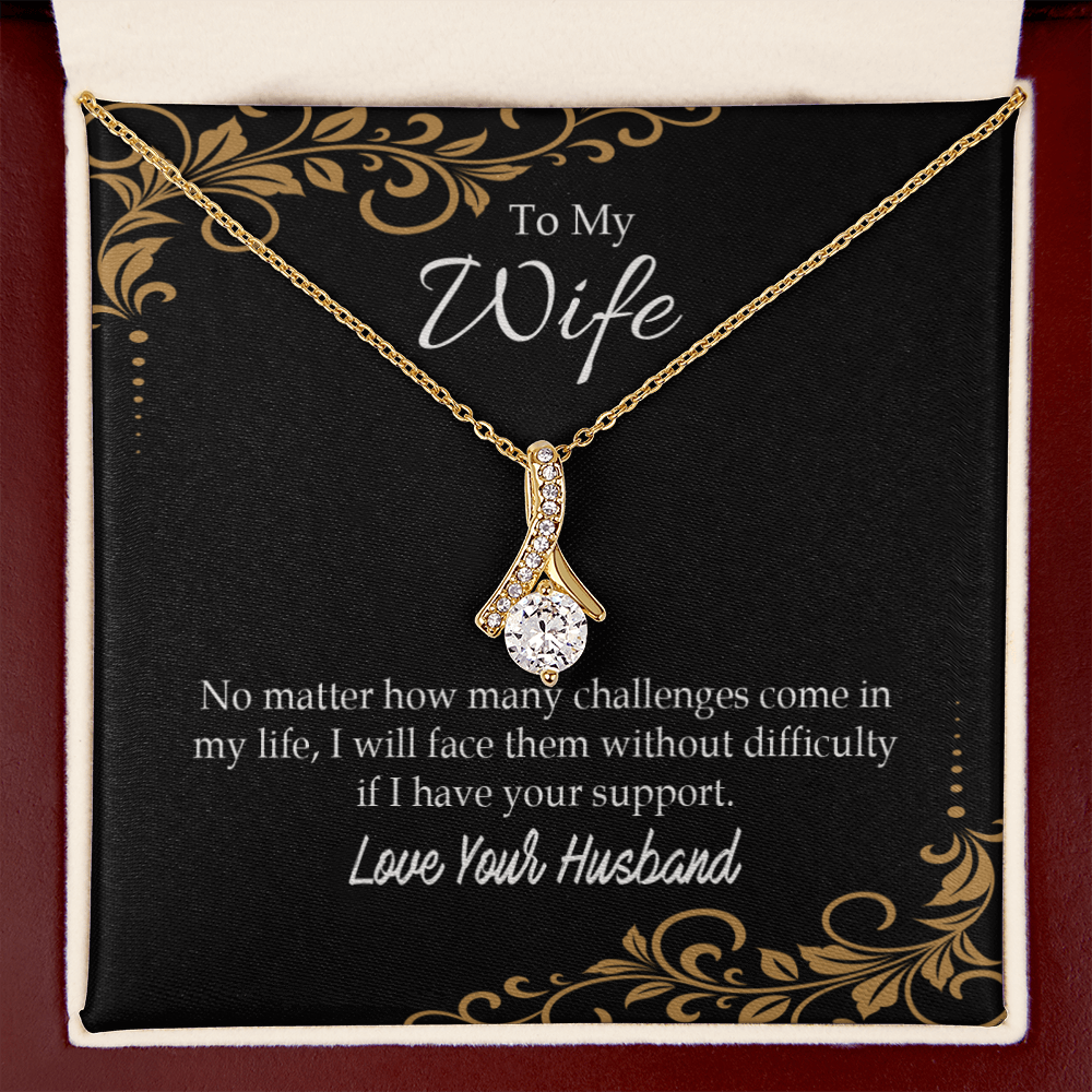 To My Wife No Matter How Many Challenges Alluring Ribbon Necklace Message Card-Express Your Love Gifts