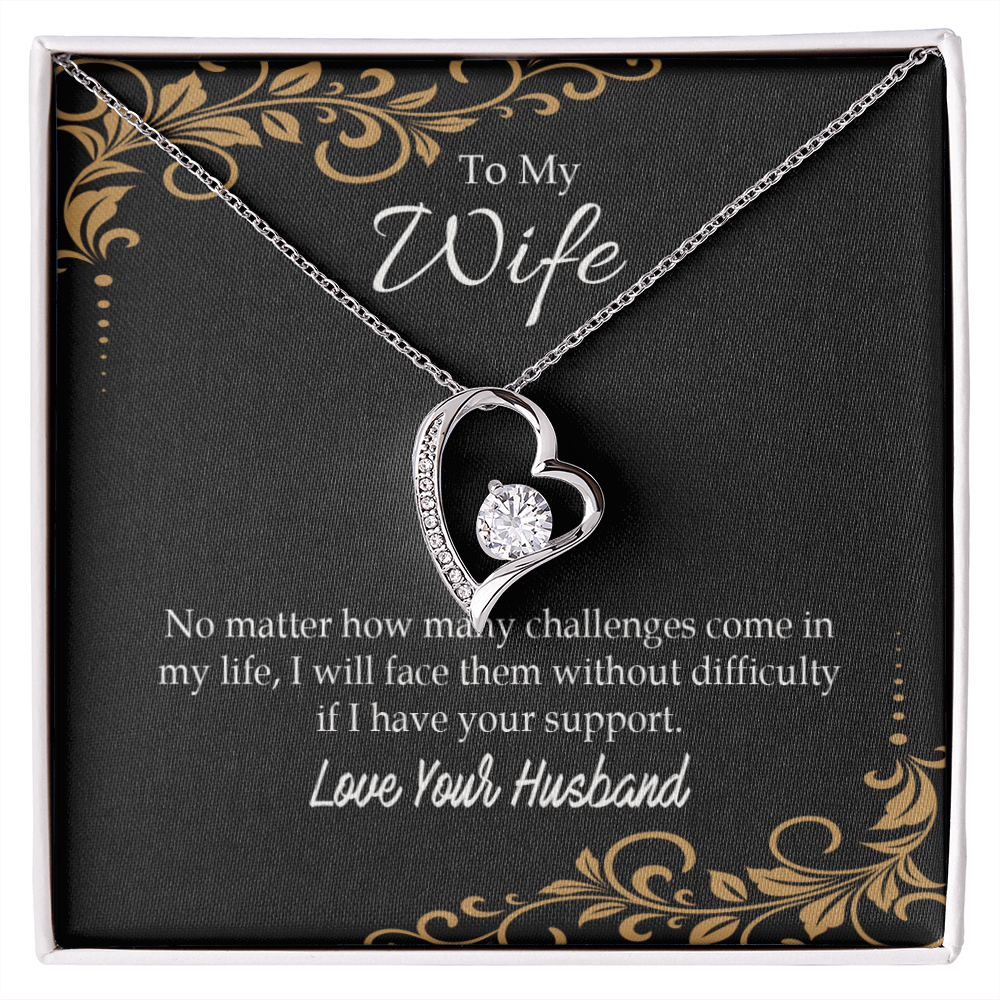 To My Wife No Matter How Many Challenges Forever Necklace w Message Card-Express Your Love Gifts