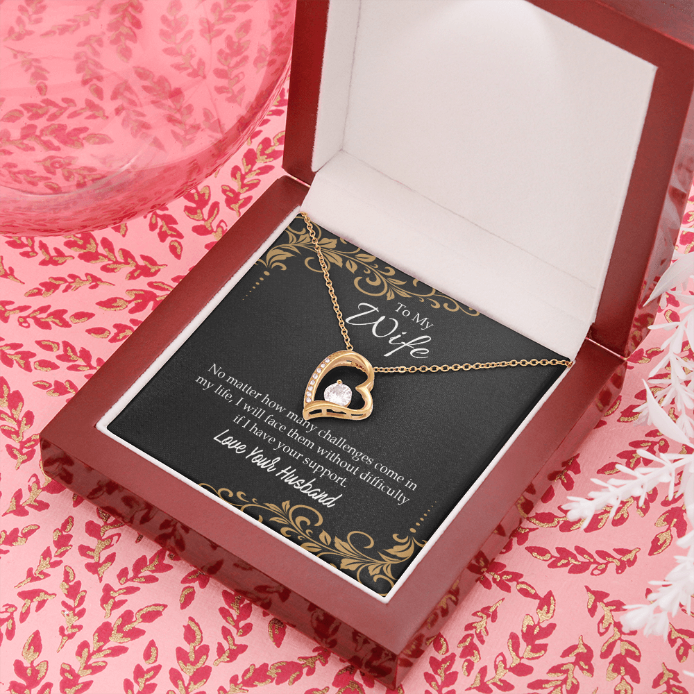 To My Wife No Matter How Many Challenges Forever Necklace w Message Card-Express Your Love Gifts