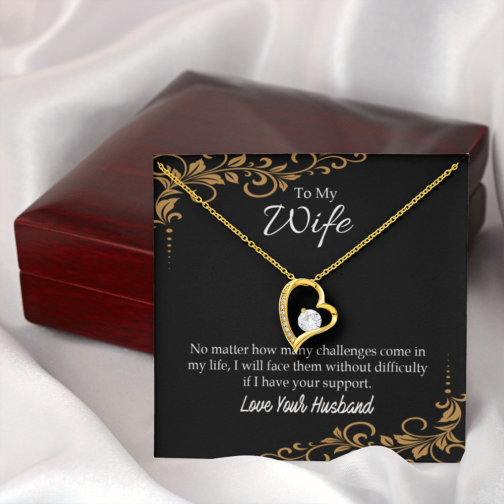 To My Wife No Matter How Many Challenges Forever Necklace w Message Card-Express Your Love Gifts