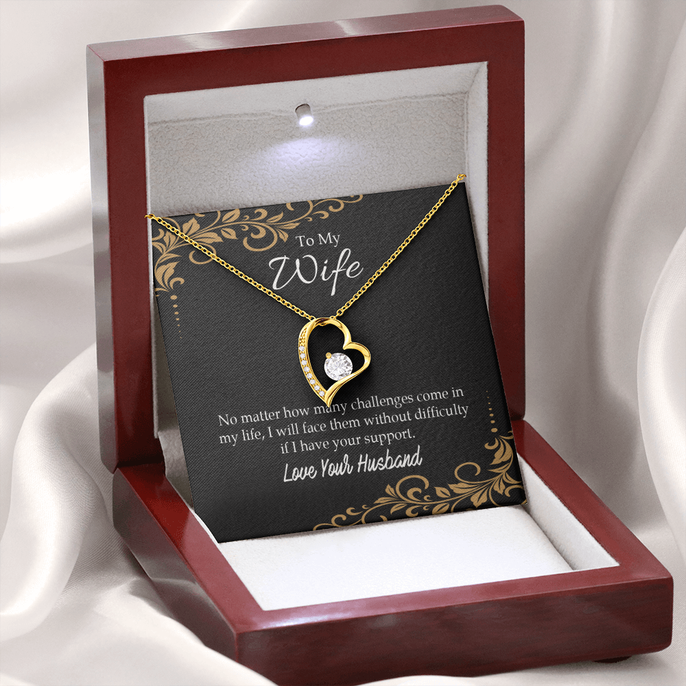 To My Wife No Matter How Many Challenges Forever Necklace w Message Card-Express Your Love Gifts