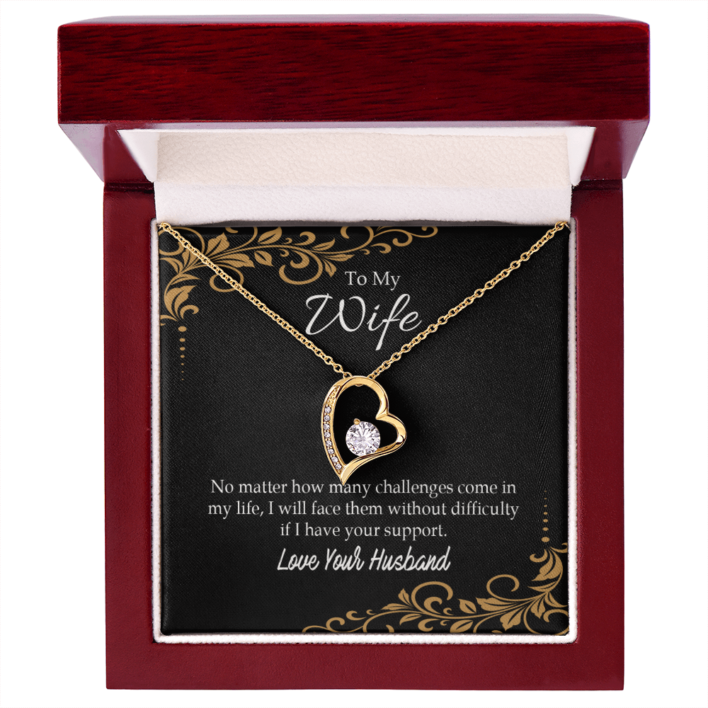 To My Wife No Matter How Many Challenges Forever Necklace w Message Card-Express Your Love Gifts