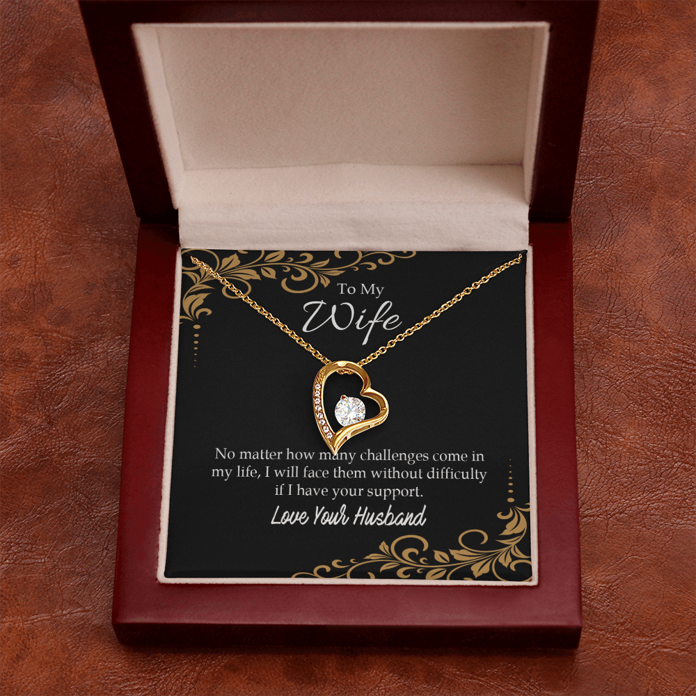 To My Wife No Matter How Many Challenges Forever Necklace w Message Card-Express Your Love Gifts