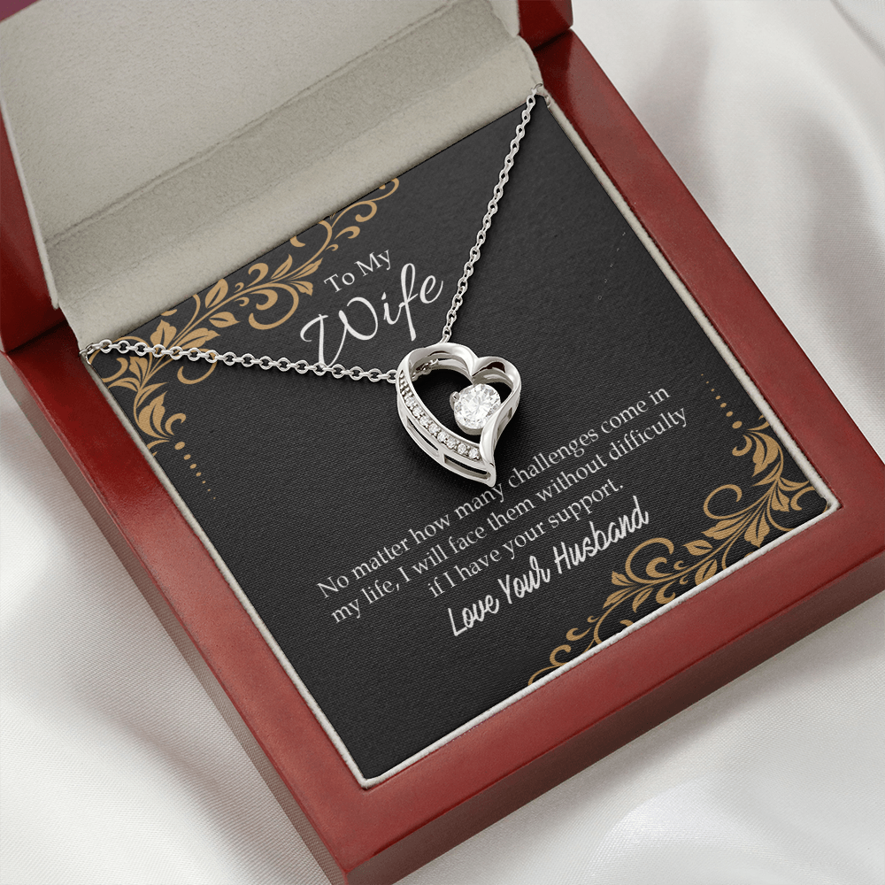 To My Wife No Matter How Many Challenges Forever Necklace w Message Card-Express Your Love Gifts