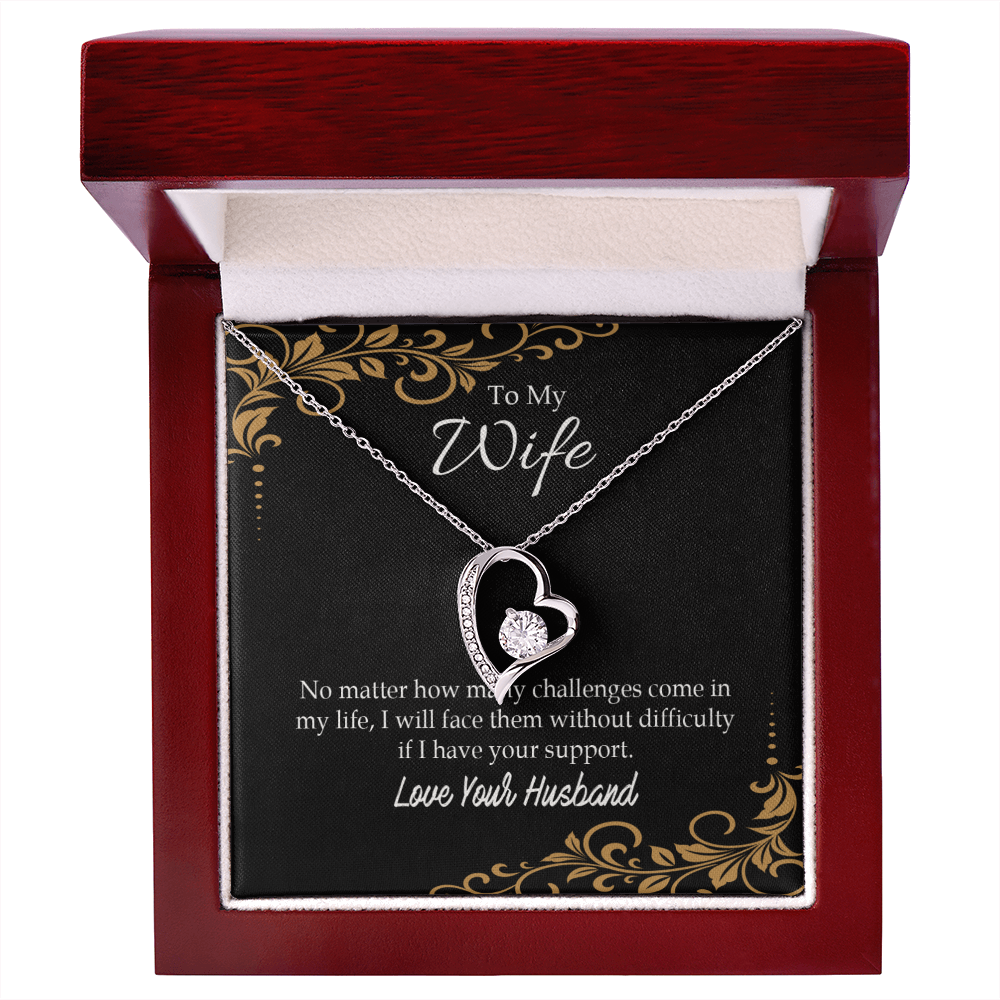 To My Wife No Matter How Many Challenges Forever Necklace w Message Card-Express Your Love Gifts