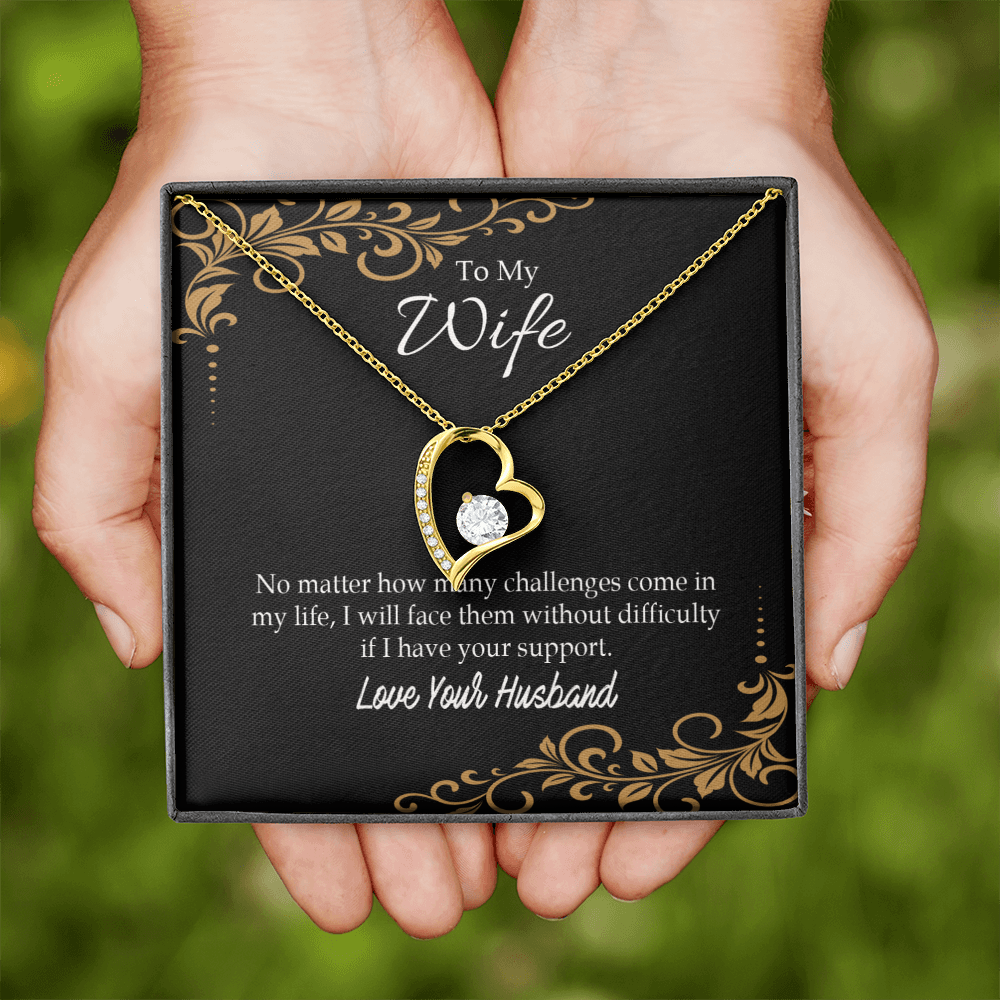 To My Wife No Matter How Many Challenges Forever Necklace w Message Card-Express Your Love Gifts