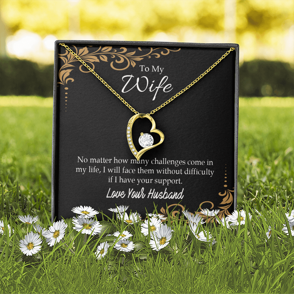 To My Wife No Matter How Many Challenges Forever Necklace w Message Card-Express Your Love Gifts