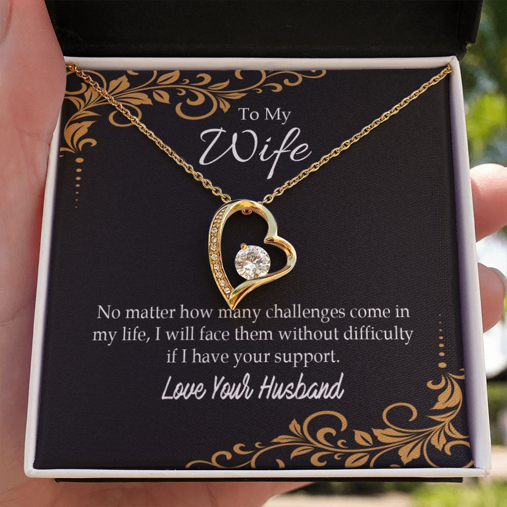 To My Wife No Matter How Many Challenges Forever Necklace w Message Card-Express Your Love Gifts