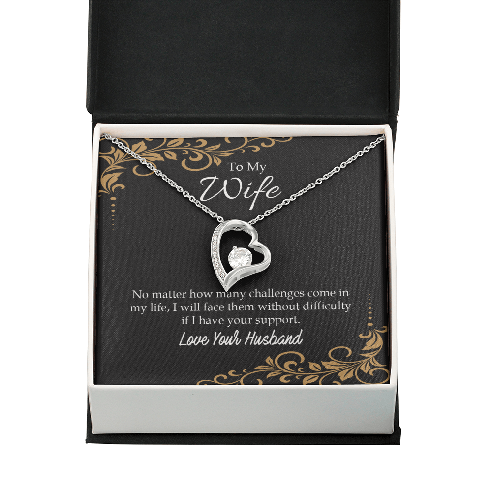 To My Wife No Matter How Many Challenges Forever Necklace w Message Card-Express Your Love Gifts