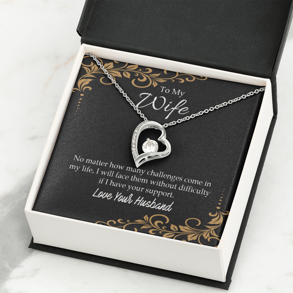 To My Wife No Matter How Many Challenges Forever Necklace w Message Card-Express Your Love Gifts