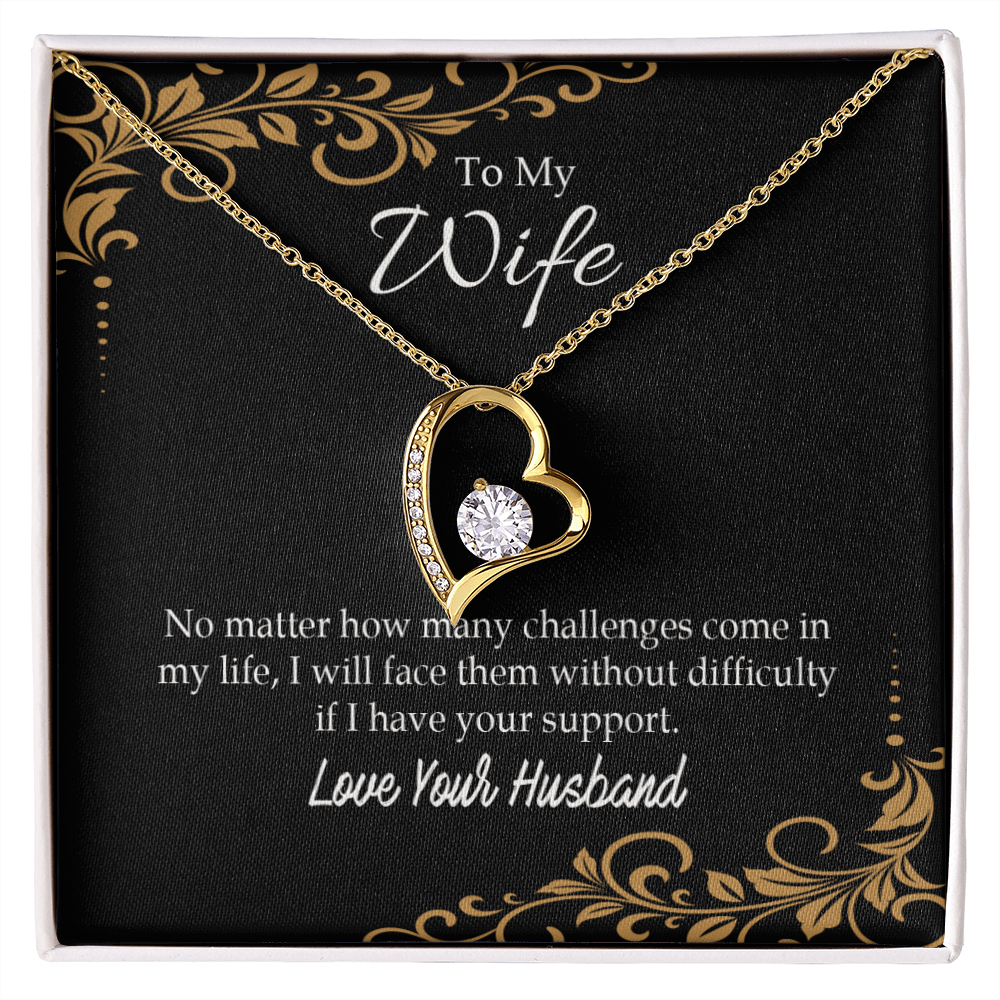 To My Wife No Matter How Many Challenges Forever Necklace w Message Card-Express Your Love Gifts