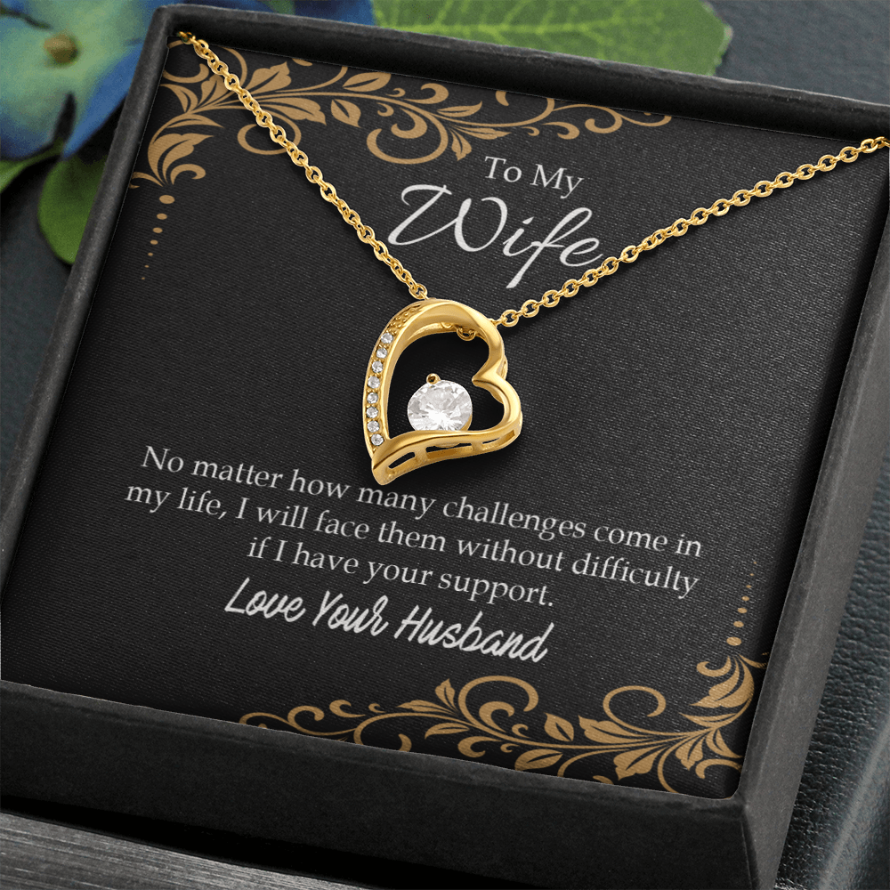 To My Wife No Matter How Many Challenges Forever Necklace w Message Card-Express Your Love Gifts