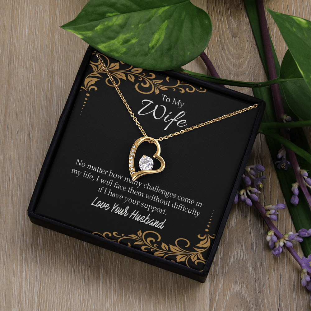 To My Wife No Matter How Many Challenges Forever Necklace w Message Card-Express Your Love Gifts