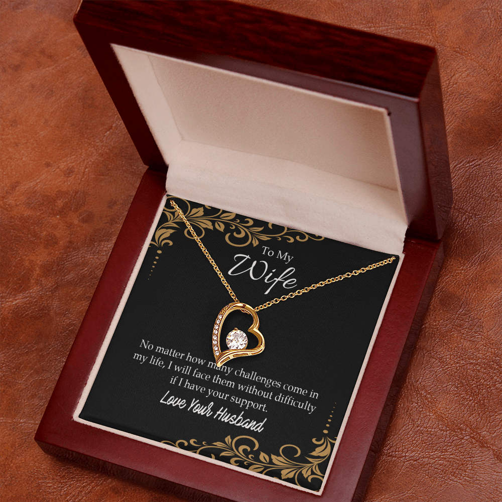 To My Wife No Matter How Many Challenges Forever Necklace w Message Card-Express Your Love Gifts