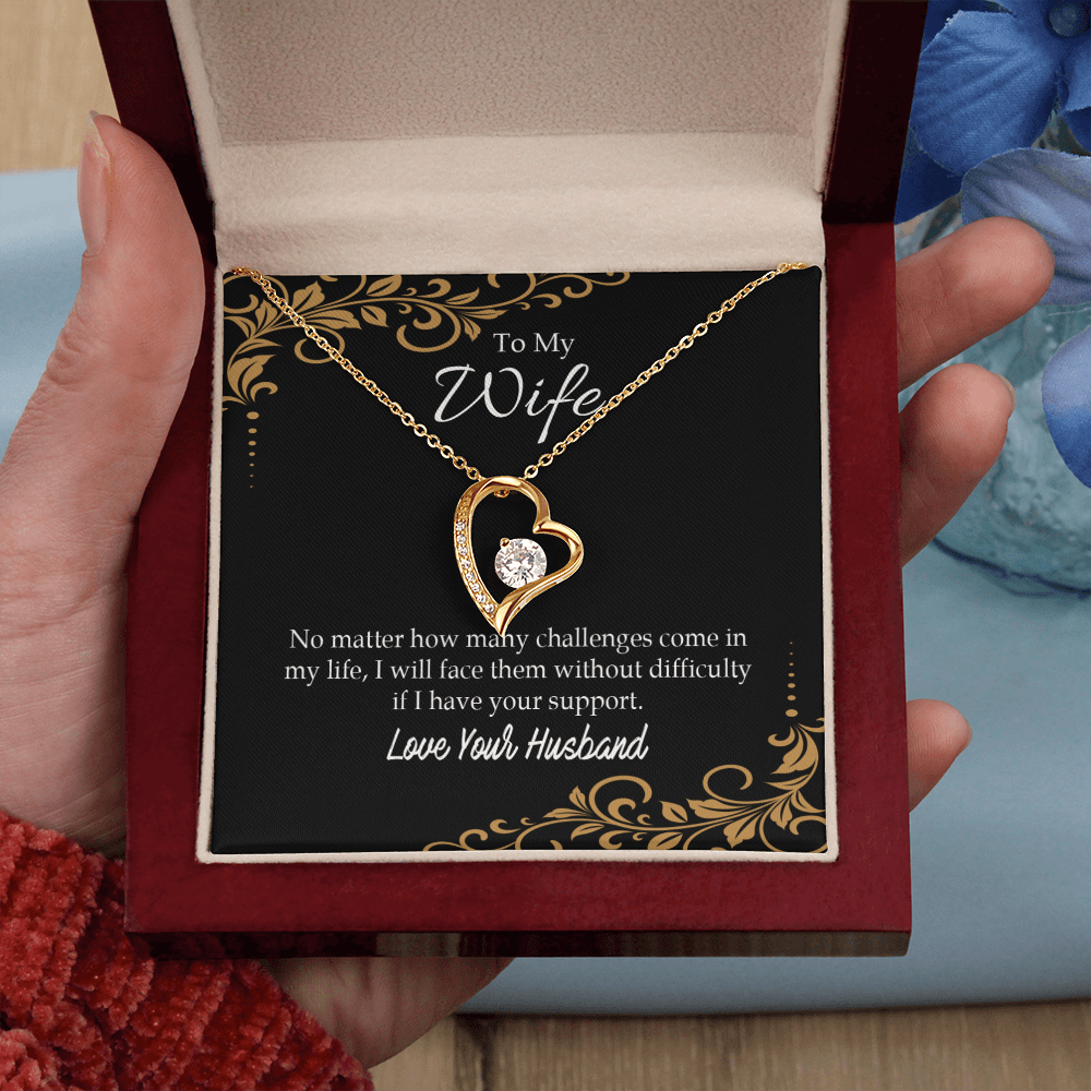 To My Wife No Matter How Many Challenges Forever Necklace w Message Card-Express Your Love Gifts