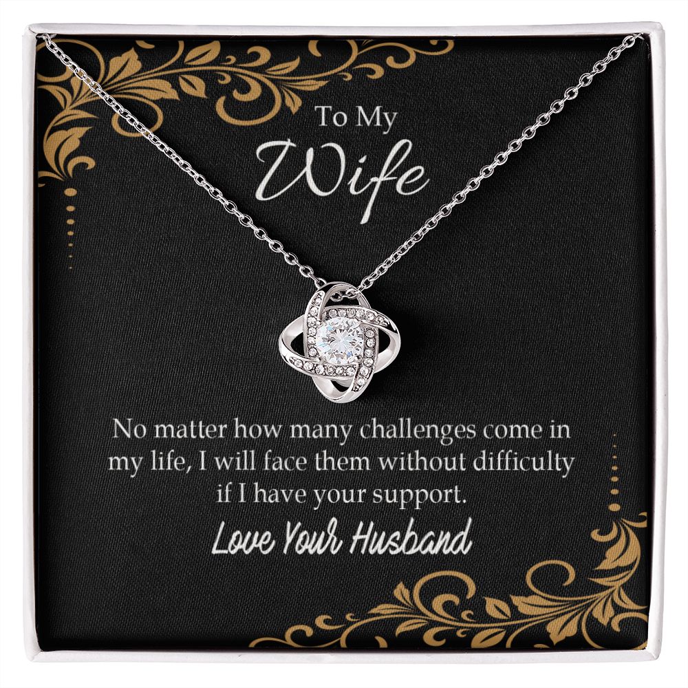 To My Wife No Matter How Many Challenges Infinity Knot Necklace Message Card-Express Your Love Gifts