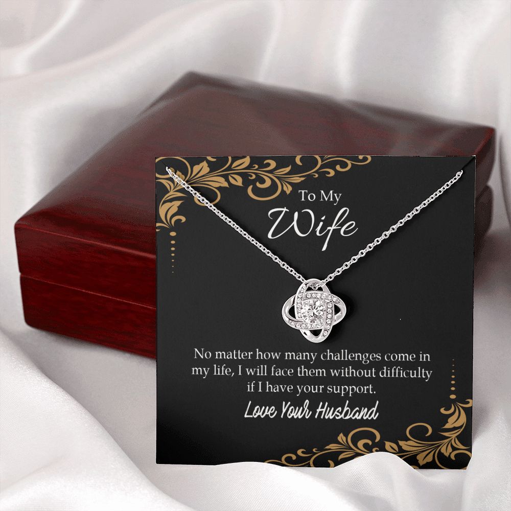 To My Wife No Matter How Many Challenges Infinity Knot Necklace Message Card-Express Your Love Gifts