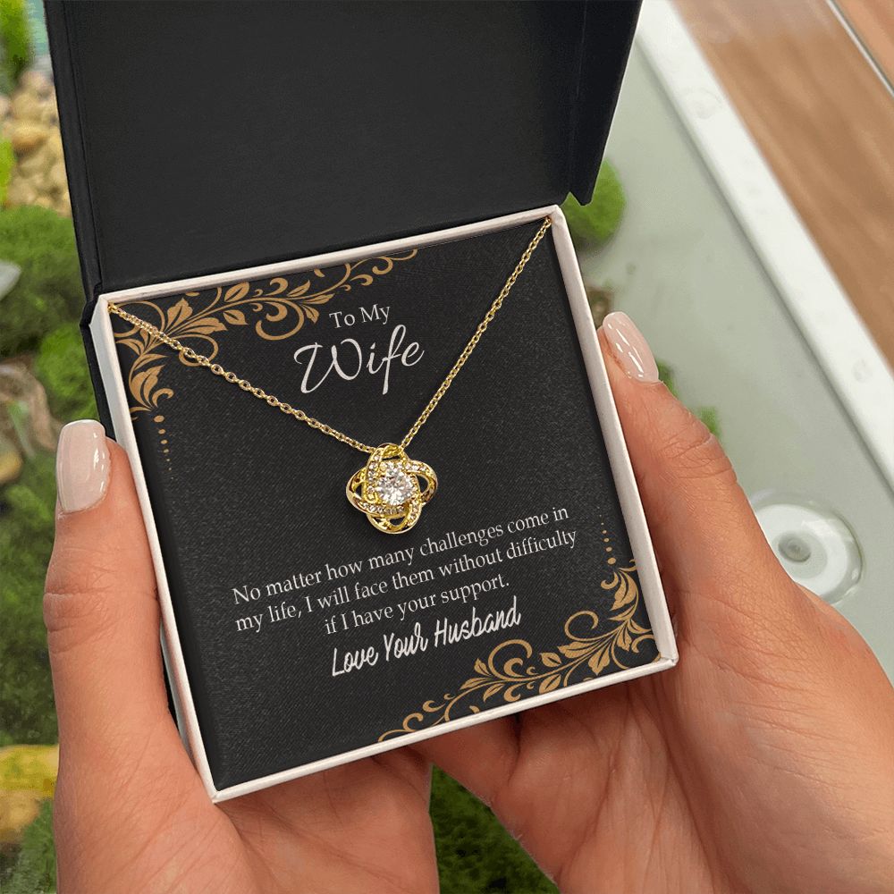 To My Wife No Matter How Many Challenges Infinity Knot Necklace Message Card-Express Your Love Gifts